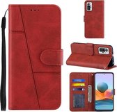 Voor Xiaomi Redmi Note 10 Pro / Note 10 Pro Max Stiksels Kalfsstructuur Gesp Horizontale Flip Leren Case met Houder & Kaartsleuven & Portemonnee & Lanyard (Rood)