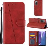 Voor Samsung Galaxy Note20 Stiksels Kalf Textuur Gesp Horizontale Flip Leren Case met Houder & Kaartsleuven & Portemonnee & Lanyard (Rood)