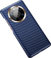Voor Huawei Mate 40 Pro + koolstofvezel lederen textuur Kevlar anti-fall telefoon beschermhoes (blauw)
