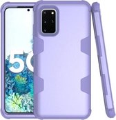 Voor Samsung Galaxy S20 5G siliconen in contrastkleur + schokbestendige pc-hoes (paars)