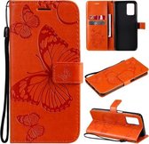 Voor OPPO Realme V13 Geperst afdrukken Vlinderpatroon Horizontale flip PU lederen tas met houder & kaartsleuven & portemonnee & lanyard (oranje)