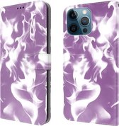 Cloud Fog Pattern Horizontale Flip lederen hoes met houder & kaartsleuf & portemonnee voor iPhone 12 Pro Max (paars)