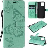 Voor OPPO Realme 8 Pro / Realme 8 Geperst afdrukken Vlinderpatroon Horizontale flip PU lederen tas met houder & kaartsleuven & portemonnee & lanyard (groen)