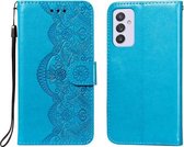 Voor Samsung Galaxy A82 5G Flower Vine Embossing Pattern Horizontale Flip Leather Case met Card Slot & Holder & Wallet & Lanyard (Blue)