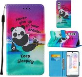 Voor LG Velvet 2 Pro Cross Texture Painting Pattern Horizontale Flip Leren Case met Houder & Kaartsleuven & Portemonnee & Lanyard (Sleeping Panda)