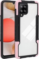 Voor Samsung Galaxy A42 TPU + pc + acryl 3 in 1 schokbestendige beschermhoes (roze)