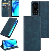 Voor Huawei P50 Pro Retro-skin Business magnetische zuignap lederen tas met houder & kaartsleuven & portemonnee (donkerblauw)