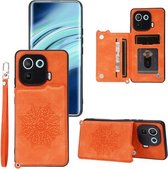 Voor Xiaomi Mi 11 Pro Mandala reliëf PU + TPU hoesje met houder & kaartsleuven & fotolijst & riem (geel)