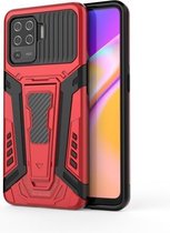 Voor OPPO F19 Pro War Chariot Series Armor All-inclusive schokbestendige pc + TPU-beschermhoes met onzichtbare houder (rood)