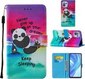 Voor Xiaomi Mi 11 Lite Cross Texture Painting Pattern Horizontale Flip Leather Case met Houder & Kaartsleuven & Portemonnee & Lanyard (Sleeping Panda)