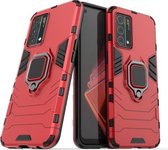 Voor OPPO K9 schokbestendige pc + TPU-beschermhoes met magnetische ringhouder (rood)