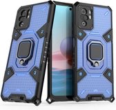 Voor Xiaomi Redmi Note 10 4G Space PC + TPU-ringhouder beschermhoes (blauw)