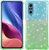 Voor Xiaomi Redmi K40 gradiënt glitter poeder schokbestendig TPU beschermhoes (blauwgroen)
