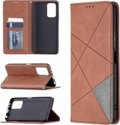 Voor Xiaomi Redmi Note 10 Pro Rhombus Texture Horizontale Flip Magnetische Leren Case met Houder & Kaartsleuven (Bruin)