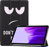 Voor Samsung Galaxy A7 Lite T730 Gekleurde tekening patroon Horizontale flip lederen tas met drie-vouwbare houder (grote ogen)