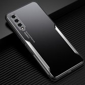 Voor Honor 9X Pro Blade-serie TPU-frame + titaniumlegering zandstraaltechnologie backplane + kleur aluminiumlegering decoratieve rand mobiele telefoon beschermende schaal (zwart + zilver)