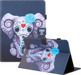 Universele gekleurde tekening horizontale flip PU lederen tas met houder & kaartsleuven & portemonnee, specificatie: 7 inch (masker olifant)