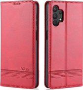 Voor Samsung Galaxy A32 5G AZNS Magnetische Kalf Textuur Horizontale Flip Leren Case met Kaartsleuven & Houder & Portemonnee (Rood)