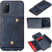 Voor vivo Y20 dubbele gesp PU + TPU schokbestendige magnetische beschermhoes met kaartsleuven en houder (blauw)