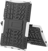 Voor Lenovo Tab P11 Tyre Texture Shockproof TPU + PC beschermhoes met houder (wit)