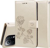 Voor Xiaomi Mi 11 Rose reliëf horizontale flip PU lederen tas met houder & kaartsleuven & portemonnee (goud)