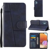 Voor Samsung Galaxy A32 5G Stiksels Kalf Textuur Gesp Horizontale Flip Lederen Case met Houder & Kaartsleuven & Portemonnee & Lanyard (Blauw)