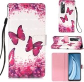 Voor Xiaomi Mi 10S 3D Schilderen Horizontale Flip Leren Case met Houder & Kaartsleuf & Portemonnee & Lanyard (Rose Red Butterfly)