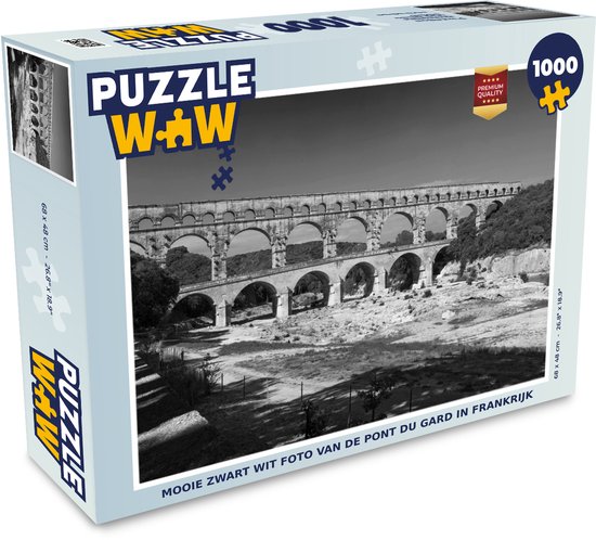 blad veeg shampoo Puzzel zwart wit foto van de Pont du Gard in Frankrijk - Legpuzzel - Puzzel  1000... | bol.com