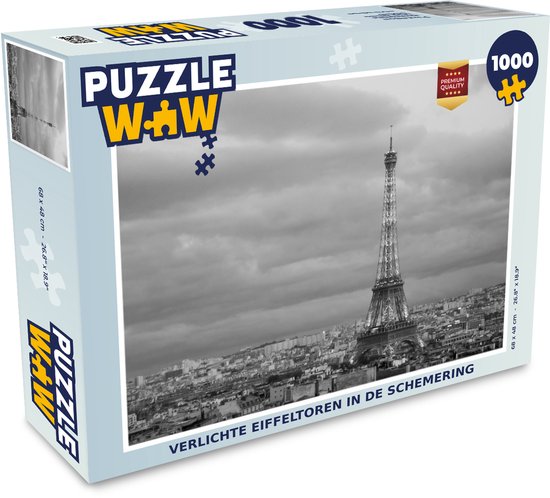 Puzzle Tour Eiffel noir et blanc 1000 pièces - Tour Eiffel illuminée au  crépuscule | bol.com