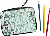 Teken Etui met inhoud 32-delig Groen Hexagon Marmer (liggend)