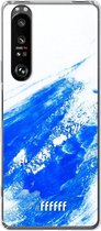 6F hoesje - geschikt voor Sony Xperia 1 III -  Transparant TPU Case - Blue Brush Stroke #ffffff