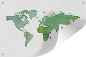 Mappemonde aquarelle vert-bleu sur fond blanc 120x80 cm