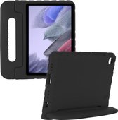 Hoes Kinderen Geschikt voor Samsung Tab A7 Lite - Kids proof back cover - Draagbare tablet kinderhoes met handvat - Zwart