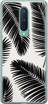 OnePlus 8 hoesje siliconen - Palm leaves silhouette | OnePlus 8 case | zwart | TPU backcover transparant