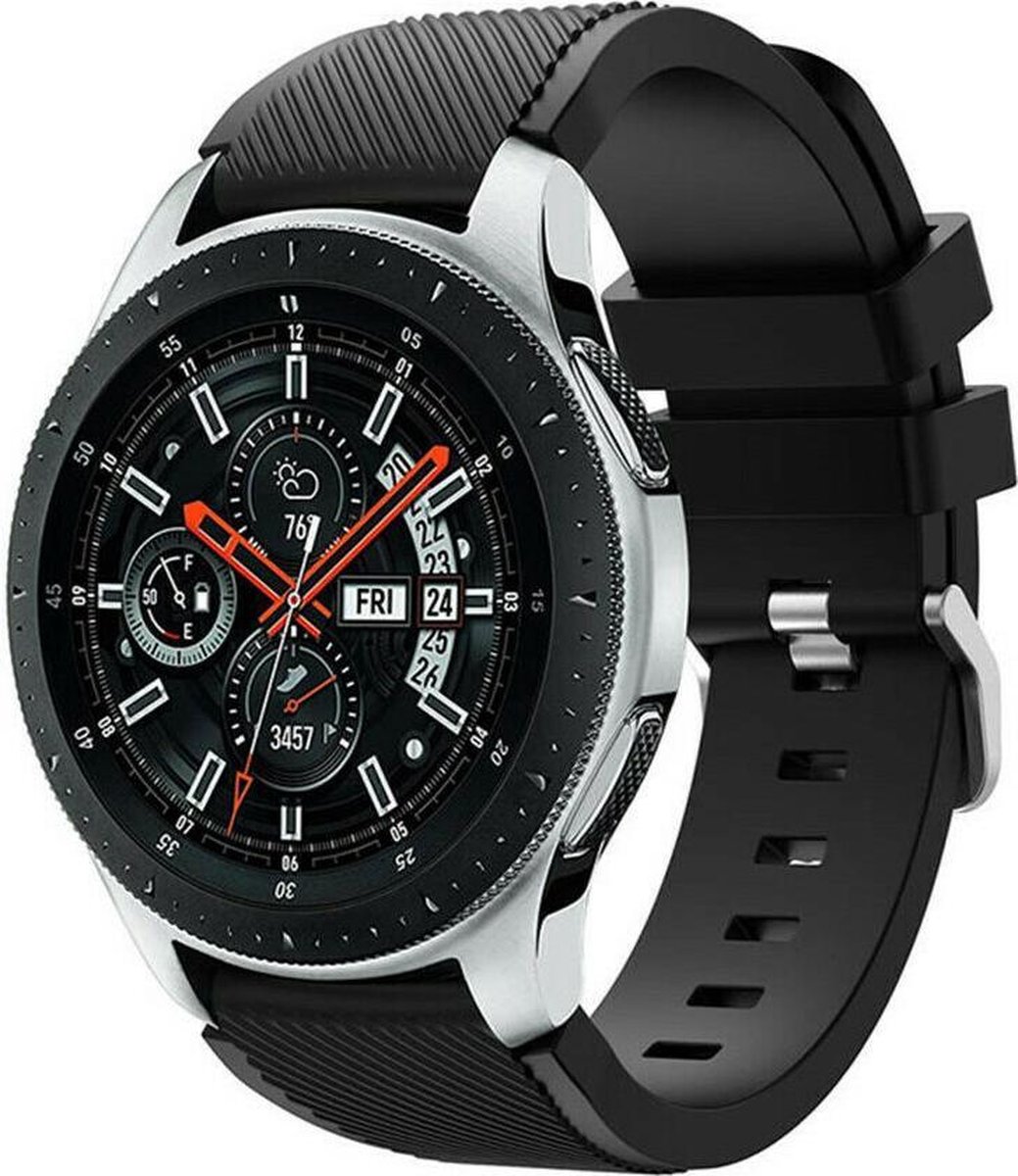 Samsung Galaxy Watch silicone bandje - zwart - 45mm / 46mm - Smartwatchbanden.nl