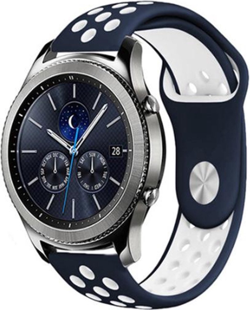 Sport Band - Geschikt voor Samsung Gear S3 46mm - Blauw / Wit