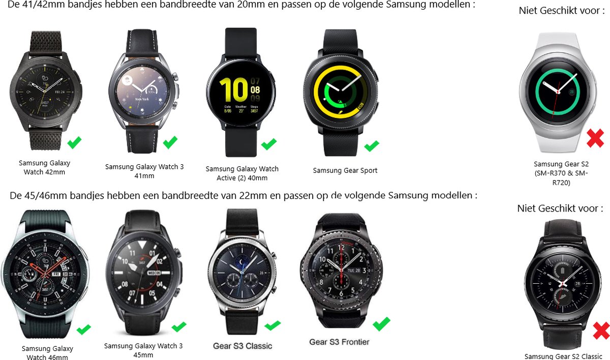 Geschikt voor Samsung Galaxy Watch leren luxe band - donkerbruin - 41mm / 42mm