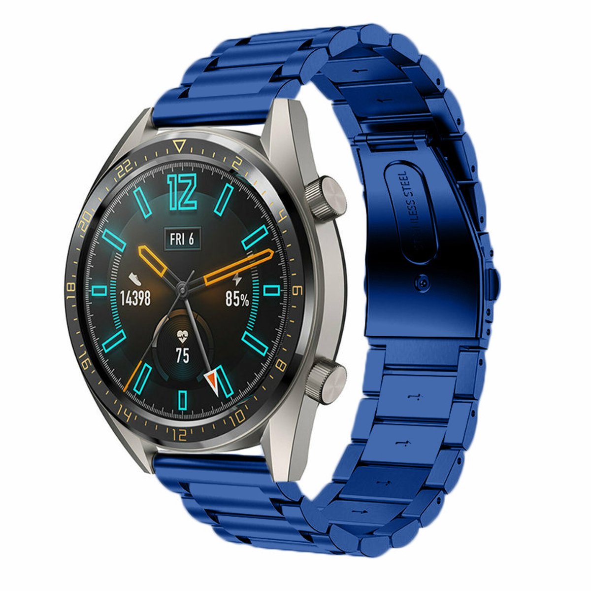 Geschikt voor Huawei Watch GT stalen bandje - blauw - 42mm