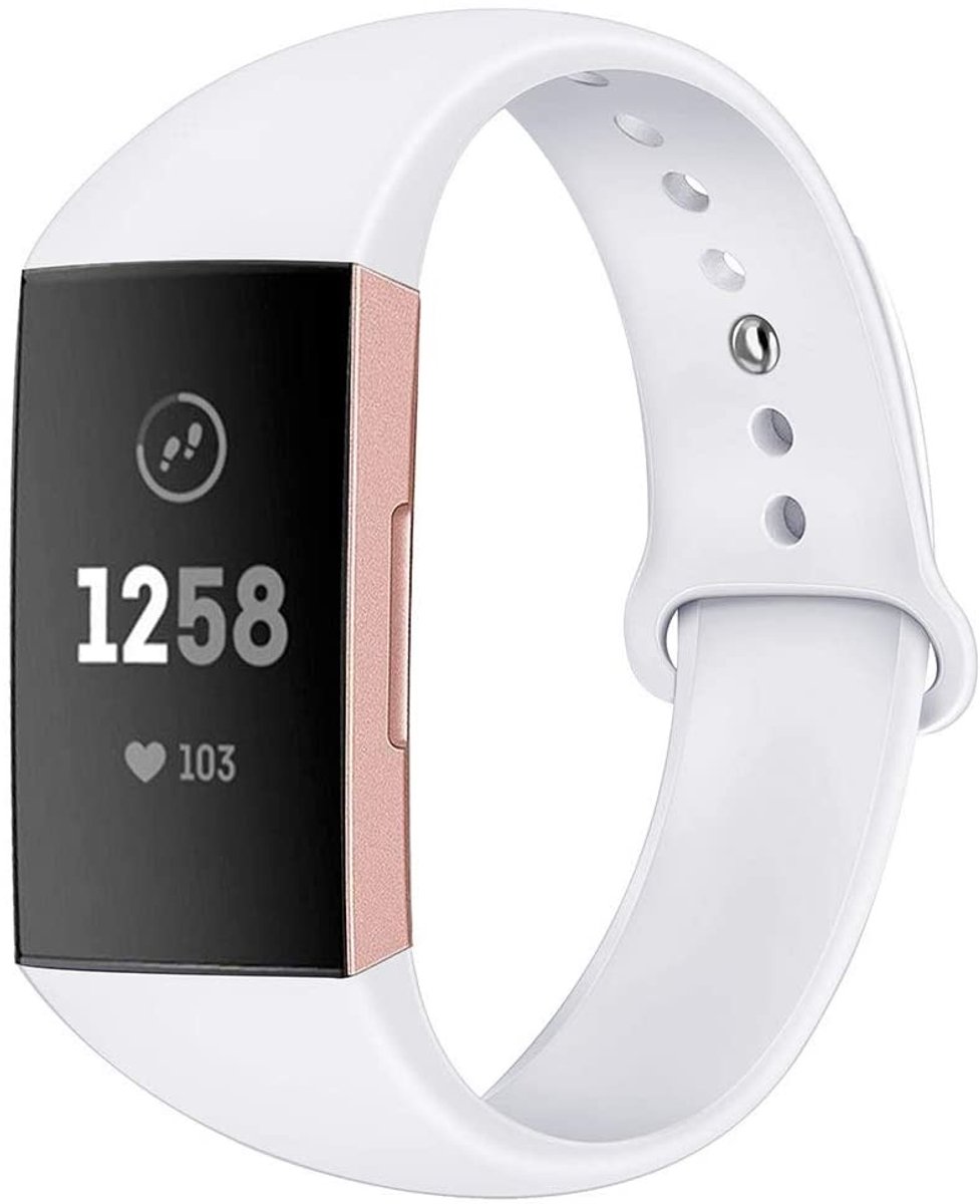 geschikt voor Fitbit geschikt voor Fitbit Charge 4 sport band - wit - Maat S