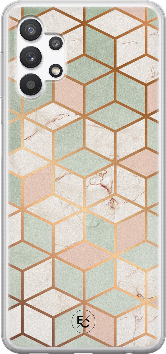 Hoesje geschikt voor Samsung Galaxy A32 5G - Pastel Kubus - Soft Case - TPU - Print - Multi - ELLECHIQ