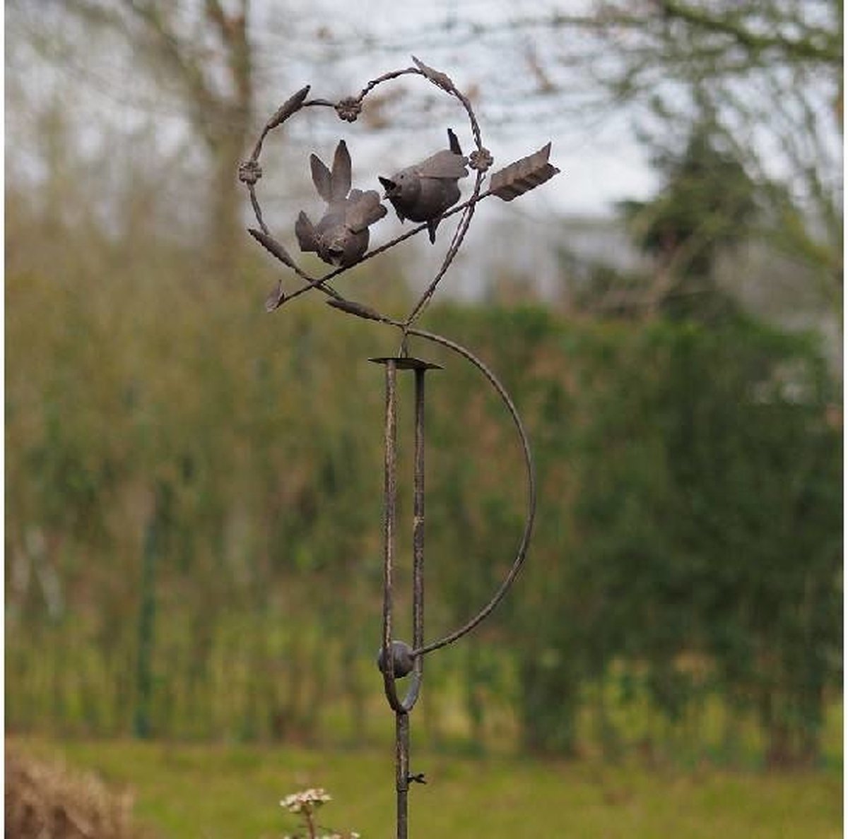 Tuinsteker hart met vogeltjes Balans | Metalen Decoratie | Metalen Decoratie Figuren