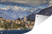 Muurdecoratie Alpen - Comomeer - Italië - 180x120 cm - Tuinposter - Tuindoek - Buitenposter
