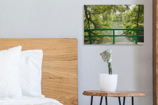 Vue sur l'eau du pont japonais dans le jardin de Monet à la française Giverny Toile 30x20 cm - petit - Tirage photo sur toile (Décoration murale salon / chambre)