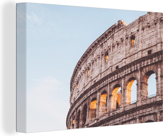 Canvas schilderij 180x120 cm - Wanddecoratie Colosseum in Rome - Muurdecoratie woonkamer - Slaapkamer decoratie - Kamer accessoires - Schilderijen