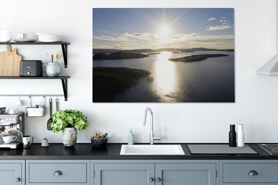 Le soleil brille sur le Loch Lomond en Ecosse Toile 120x80 cm - Tirage photo sur toile (Décoration murale salon / chambre)