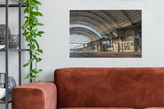 La gare de la ville néerlandaise de Haarlem Toile 90x60 cm - Tirage photo sur toile (Décoration murale salon / chambre) / Villes européennes Peintures sur toile