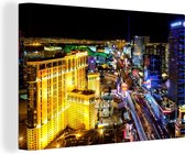 Canvas Schilderij Skyline - Las Vegas - Nacht - 120x80 cm - Wanddecoratie