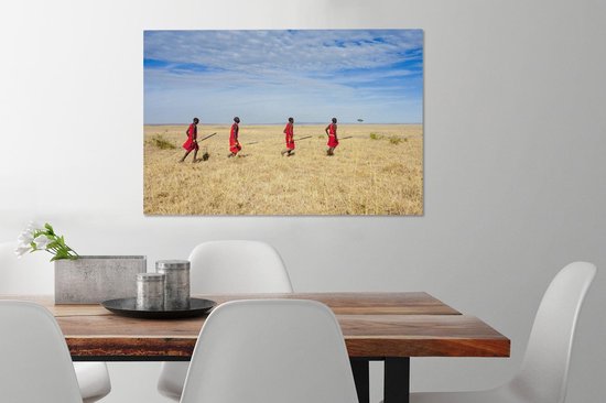 Kényans dans la savanne près de la zone du Masai Mara au Kenya Toile 60x40 cm - Tirage photo sur toile (Décoration murale salon / chambre)