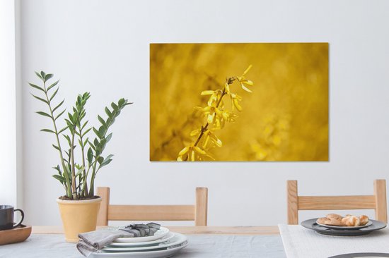 Fleurs de forsythia jaune au printemps Toile 90x60 cm - Tirage photo sur toile (Décoration murale salon / chambre)
