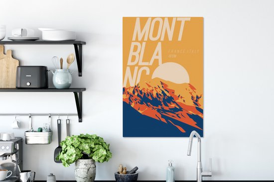 Illustration du Mont Blanc au coucher du soleil sur toile 2cm 40x60 cm - Tirage photo sur toile (Décoration murale salon / chambre)